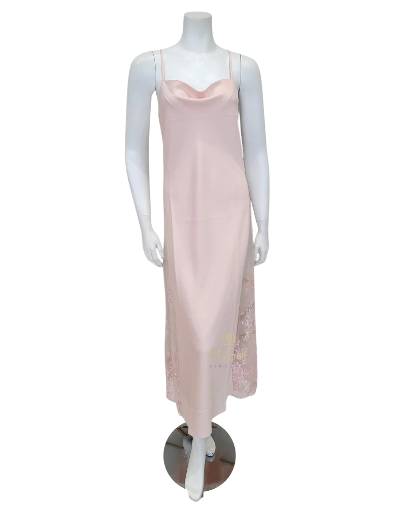 219 Petal Pink Darling Lace Panel Gown
