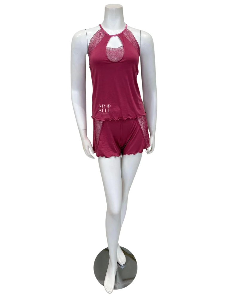 4030 Strawberry Lace Modal Cami & Shorts Pajamas Set