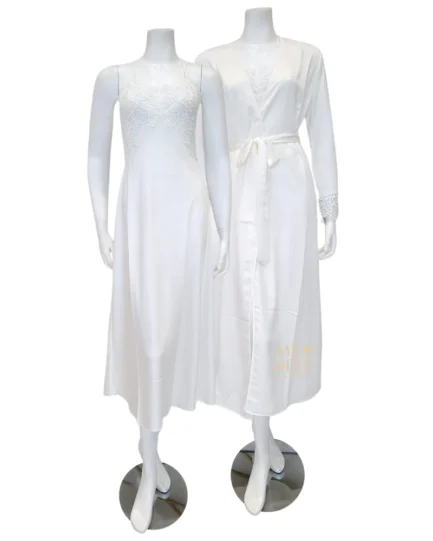 573+574 Ivory Rosey Chiffon Gown & Robe Set