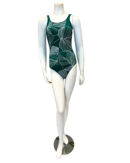 Gottex Green-White Natural Essence High Neck Swimsuit