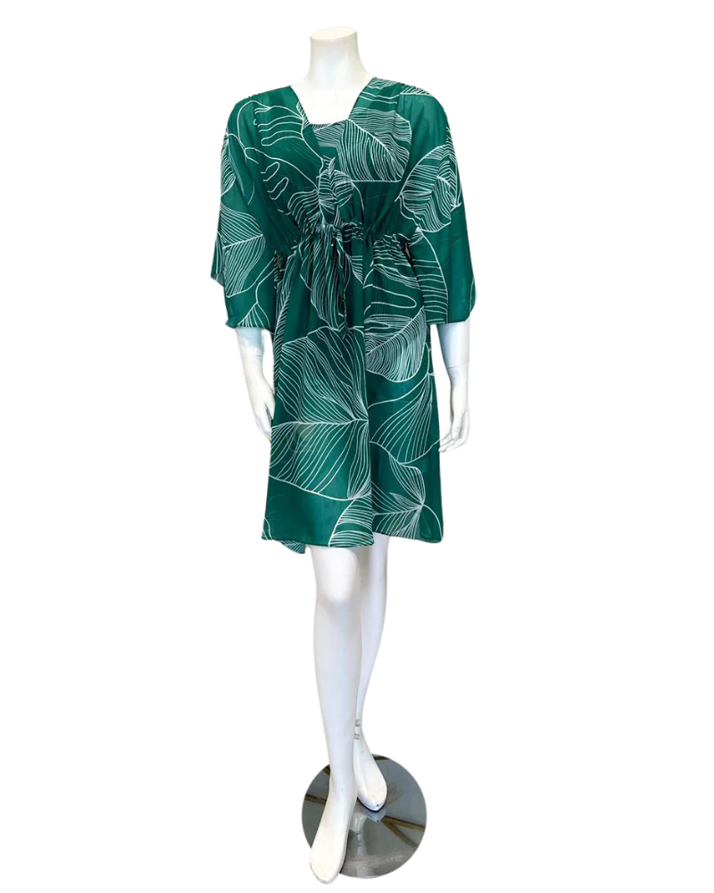 Gottex Green-White Natural Essence V Neck Swim Kimono Cover Up