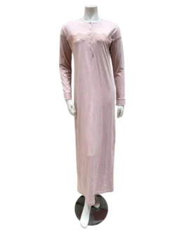 Lora Lingerie Dusty Pink Button Down Cotton Blend Nightgown