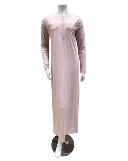 Iora Lingerie Dusty Pink Button Down Cotton Blend Nightgown